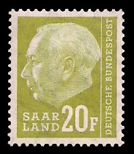 20 Fr Briefmarke: Bundespräsident Prof. Dr. Theodor Heuss 20 Fr Briefmarke: Bundespräsident Prof. Dr. Theodor Heuss