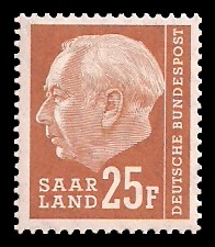25 Fr Briefmarke: Bundespräsident Prof. Dr. Theodor Heuss
