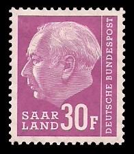 30 Fr Briefmarke: Bundespräsident Prof. Dr. Theodor Heuss