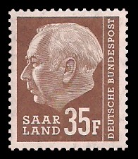 35 Fr Briefmarke: Bundespräsident Prof. Dr. Theodor Heuss