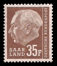 35 Fr Briefmarke: Bundespräsident Prof. Dr. Theodor Heuss 35 Fr Briefmarke: Bundespräsident Prof. Dr. Theodor Heuss