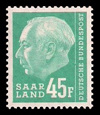 45 Fr Briefmarke: Bundespräsident Prof. Dr. Theodor Heuss