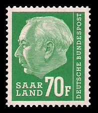 70 Fr Briefmarke: Bundespräsident Prof. Dr. Theodor Heuss