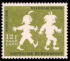 12 Fr Briefmarke: 50. Todestag Wilhelm Busch