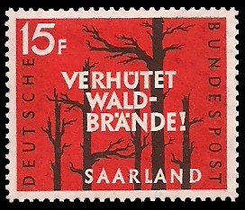 15 Fr Briefmarke: Verhütet Waldbrände