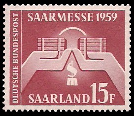 15 Fr Briefmarke: Saarmesse 1959 15 Fr Briefmarke: Saarmesse 1959