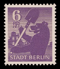 6 Pf Briefmarke: Freimarken Berliner Bär 6 Pf Briefmarke: Freimarken Berliner Bär
