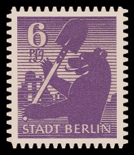 6 Pf Briefmarke: Freimarken Berliner Bär 6 Pf Briefmarke: Freimarken Berliner Bär