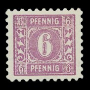 6 Pf Briefmarke: Freimarken I. Ausgabe, Wertziffer