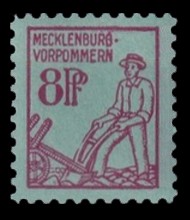 8 Pf Briefmarke: Freimarken I. Ausgabe, Bauer mit Pflug