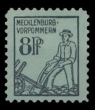 8 Pf Briefmarke: Freimarken I. Ausgabe, Bauer mit Pflug