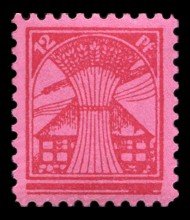 12 Pf Briefmarke: Freimarken I. Ausgabe, Haus und Ähren