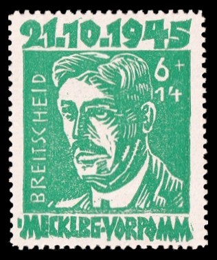 6 + 14 Pf Briefmarke: Opfer des Faschismus, Breitscheid