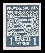 1 Pf Briefmarke: Wappenserie I, Provinzwappen