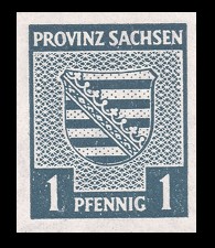 1 Pf Briefmarke: Wappenserie I, Provinzwappen 1 Pf Briefmarke: Wappenserie I, Provinzwappen
