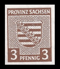 3 Pf Briefmarke: Wappenserie I, Provinzwappen