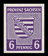 6 Pf Briefmarke: Wappenserie I, Provinzwappen 6 Pf Briefmarke: Wappenserie I, Provinzwappen