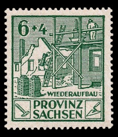 6 + 4 Pf Briefmarke: Wiederaufbau, Wohnungsbau