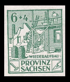 6 + 4 Pf Briefmarke: Wiederaufbau, Wohnungsbau