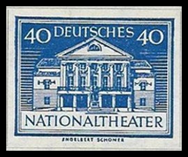 40 Pf Briefmarke: Wiederaufbau deutsches Nationaltheater Weimar 40 Pf Briefmarke: Wiederaufbau deutsches Nationaltheater Weimar