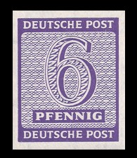 6 Pf Briefmarke: Freimarken Ziffern I 6 Pf Briefmarke: Freimarken Ziffern I