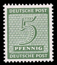 5 Pf Briefmarke: Freimarken Ziffern II 5 Pf Briefmarke: Freimarken Ziffern II