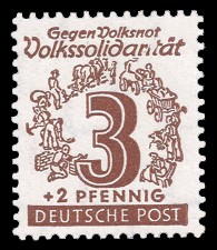 3 + 2 Pf Briefmarke: Volkssolidarität