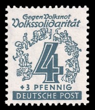 4 + 3 Pf Briefmarke: Volkssolidarität