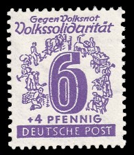 6 + 4 Pf Briefmarke: Volkssolidarität