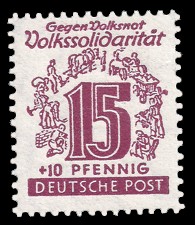 15 + 10 Pf Briefmarke: Volkssolidarität