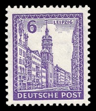 6 Pf Briefmarke: Abschiedsausgabe, Freimarkenserie Leipzig, Nikolaikirche 6 Pf Briefmarke: Abschiedsausgabe, Freimarkenserie Leipzig, Nikolaikirche