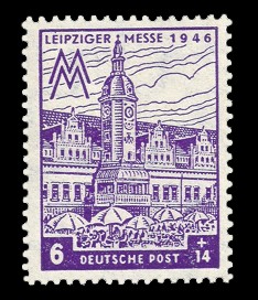 6 + 14 Pf Briefmarke: Leipziger Messe 1946