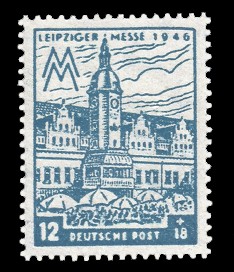 12 + 18 Pf Briefmarke: Leipziger Messe 1946 12 + 18 Pf Briefmarke: Leipziger Messe 1946