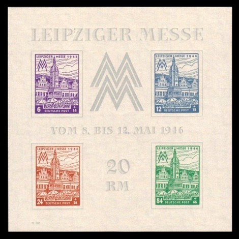 20 RM Briefmarke: Block Leipziger Messe