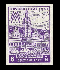 6 + 14 Pf Briefmarke: Leipziger Messe 1946 6 + 14 Pf Briefmarke: Leipziger Messe 1946