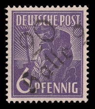 6 Pf Briefmarke: Freimarken II. Kontrollratsausgabe, Pflanzer - mit Aufdruck Bezirksstempel