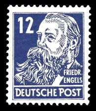 12 Pf Briefmarke: Persönlichkeiten, Friedrich Engels