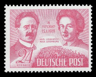 24 Pf Briefmarke: 30. Todestag K. Liebknecht und R. Luxemburg 24 Pf Briefmarke: 30. Todestag K. Liebknecht und R. Luxemburg
