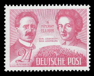 24 Pf Briefmarke: 30. Todestag K. Liebknecht und R. Luxemburg