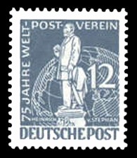 12 Pf Briefmarke: 75 Jahre Weltpostverein 12 Pf Briefmarke: 75 Jahre Weltpostverein