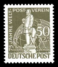 50 Pf Briefmarke: 75 Jahre Weltpostverein 50 Pf Briefmarke: 75 Jahre Weltpostverein