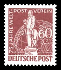 60 Pf Briefmarke: 75 Jahre Weltpostverein 60 Pf Briefmarke: 75 Jahre Weltpostverein