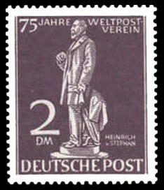 2 DM Briefmarke: 75 Jahre Weltpostverein
