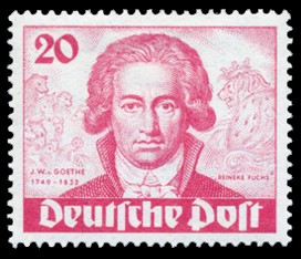 20 Pf Briefmarke: 200. Geburtstag von Johann Wolfgang von Goethe 20 Pf Briefmarke: 200. Geburtstag von Johann Wolfgang von Goethe