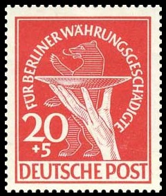 20+5 Pf Briefmarke: Berliner Währungsgeschädigte 20+5 Pf Briefmarke: Berliner Währungsgeschädigte