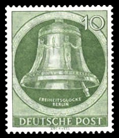 10 Pf Briefmarke: Freiheitsglocke, Klöppel rechts 10 Pf Briefmarke: Freiheitsglocke, Klöppel rechts