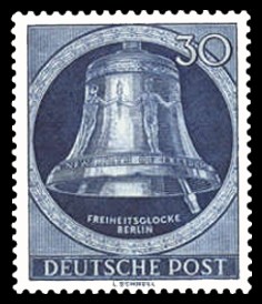 30 Pf Briefmarke: Freiheitsglocke, Klöppel rechts