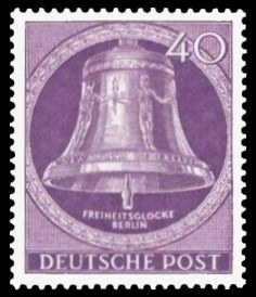 40 Pf Briefmarke: Freiheitsglocke, Klöppel mitte