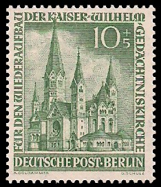 10 + 5 Pf Briefmarke: Kaiser-Wilhelm-Gedächtniskirche 10 + 5 Pf Briefmarke: Kaiser-Wilhelm-Gedächtniskirche