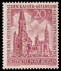 20 + 10 Pf Briefmarke: Kaiser-Wilhelm-Gedächtniskirche 20 + 10 Pf Briefmarke: Kaiser-Wilhelm-Gedächtniskirche
